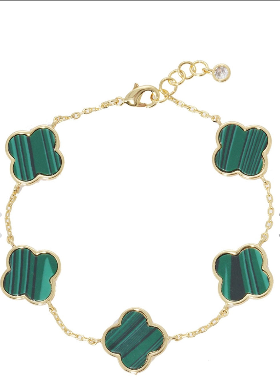 Gold Dipped Quatrefoil Charm Link Bracelet