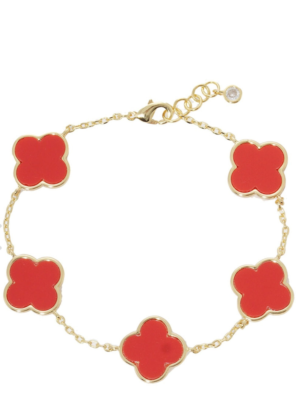 Gold Dipped Quatrefoil Charm Link Bracelet